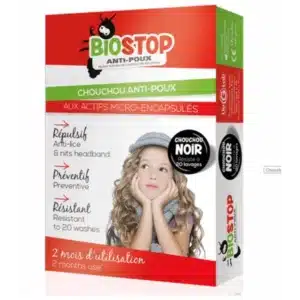 Chouchou anti-poux Noir Biostop